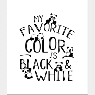 My Favorite Color Is Black & White Cute Kawaii Panda Posters and Art